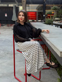 دامن زنانه خال خالی سفید سایز بندی ۳۶ تا ۴۲