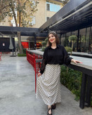 دامن زنانه خال خالی سفید سایز بندی ۳۶ تا ۴۲