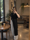 پانچو حریر زنانه سایز بندی و شلوار بالنی خال خالی فری سایز تا ۴۲