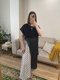 پانچو حریر زنانه سایز بندی و شلوار بالنی خال خالی فری سایز تا ۴۲